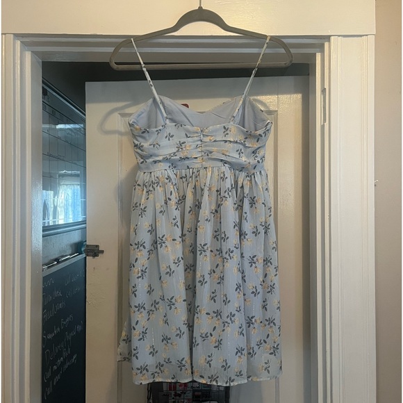 Lulus New Day Light Blue Floral Print Babydoll Mini Dress - Picture 3 of 5